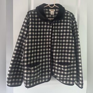 Vintage Talbots Black and White Buffalo Check Fleece Jacket
